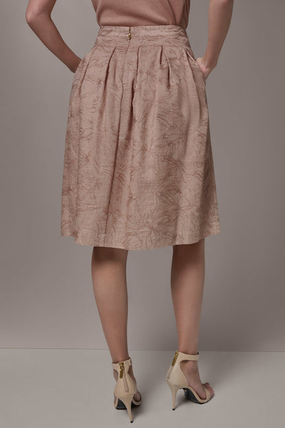FLORAL EMBROIDERED PLEATED A-LINE SKIRT - Umbria