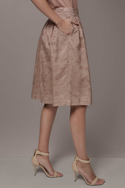 FLORAL EMBROIDERED PLEATED A-LINE SKIRT - Umbria