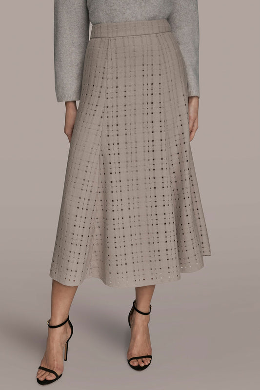 PERFORATED SWEATER MIDI A-LINE SKIRT - VAPOR