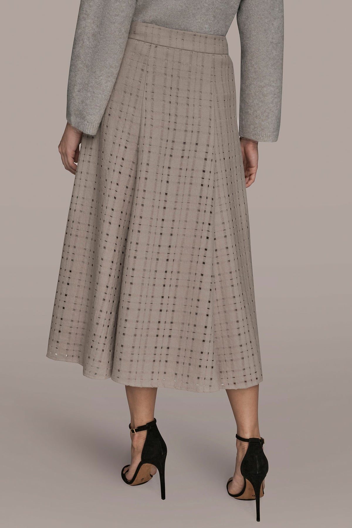 PERFORATED SWEATER MIDI A-LINE SKIRT - VAPOR