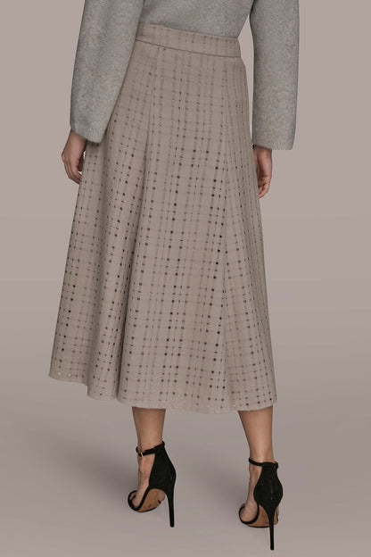 PERFORATED SWEATER MIDI A-LINE SKIRT - VAPOR