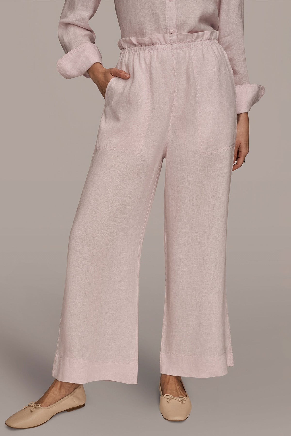 HIGH-RISE PAPERBAG PANT - PINK WISTERIA