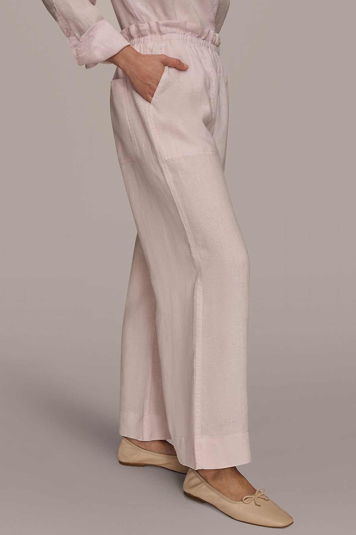 HIGH-RISE PAPERBAG PANT - PINK WISTERIA