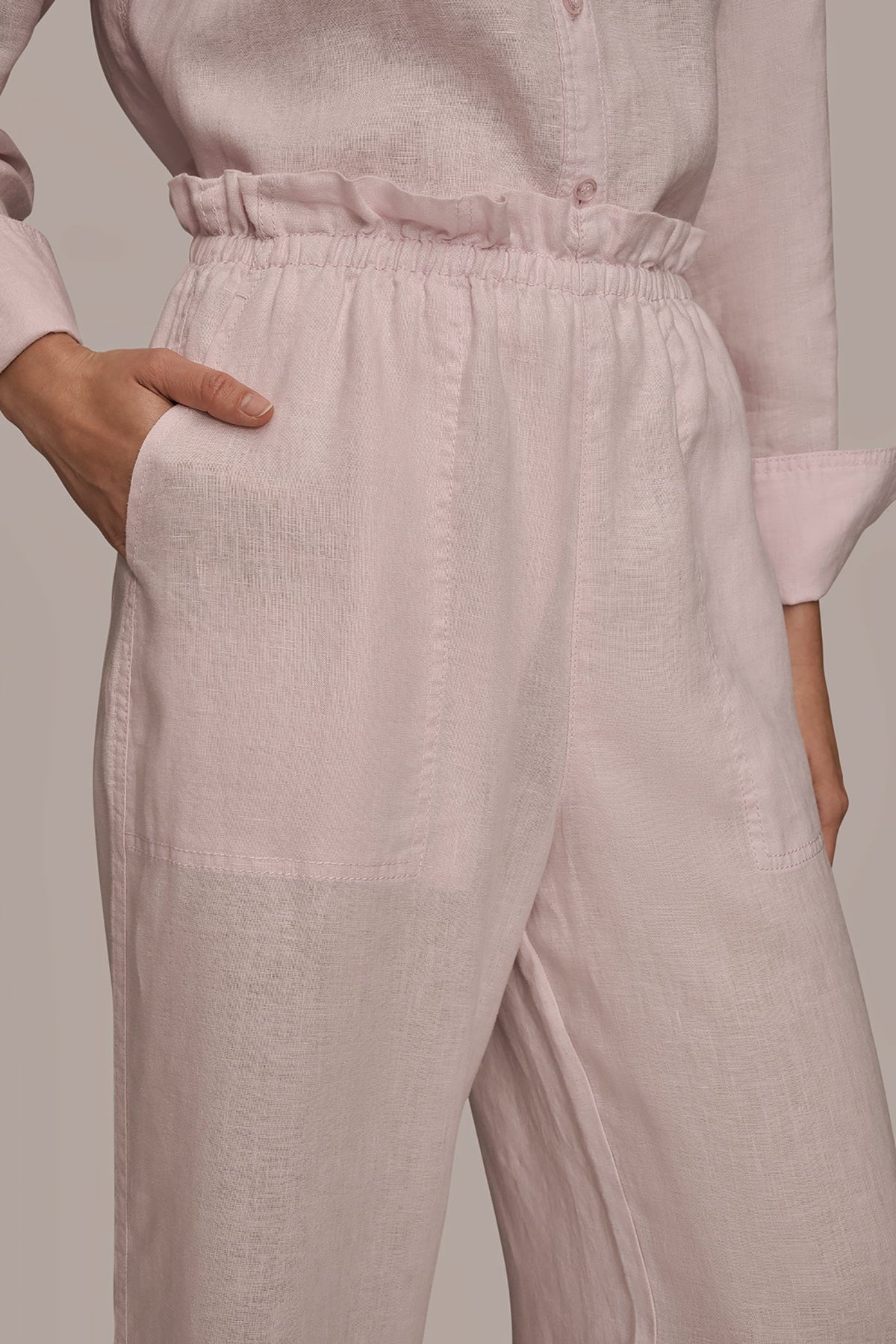 HIGH-RISE PAPERBAG PANT - PINK WISTERIA