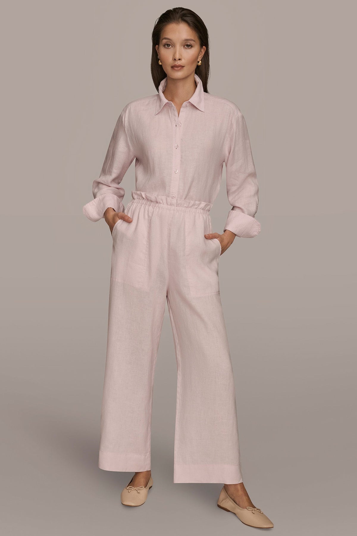 HIGH-RISE PAPERBAG PANT - PINK WISTERIA