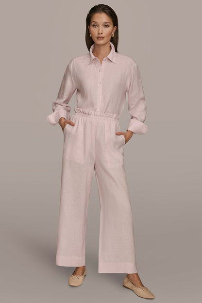 HIGH-RISE PAPERBAG PANT - PINK WISTERIA