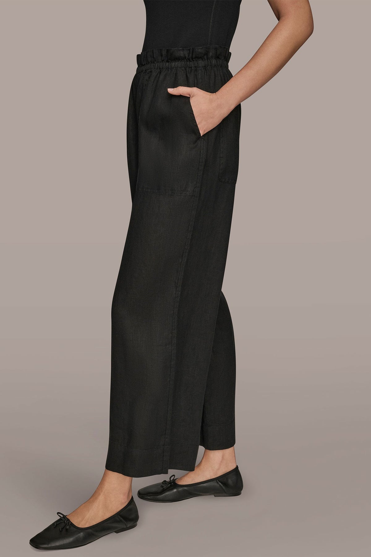 HIGH-RISE PAPERBAG PANT - Black