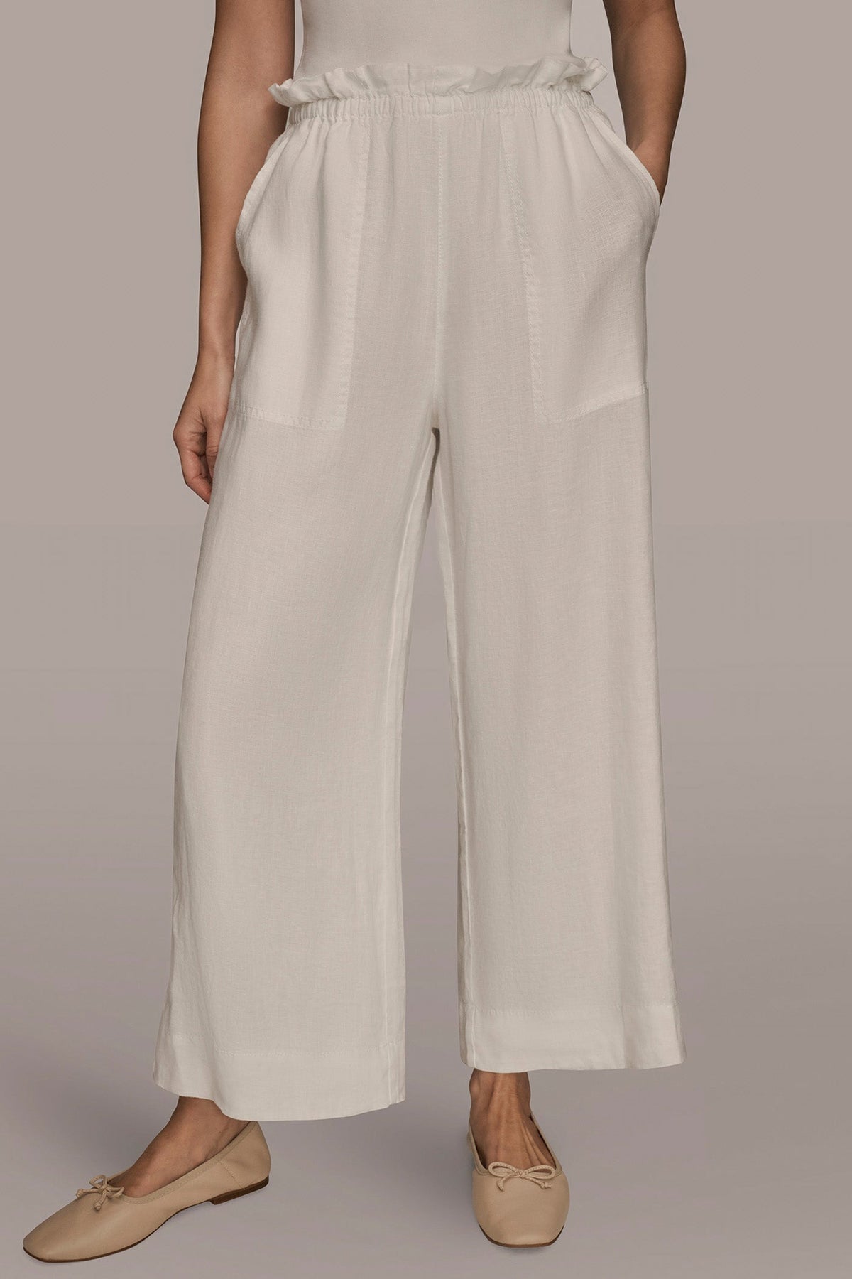 HIGH-RISE PAPERBAG PANT - CREAM
