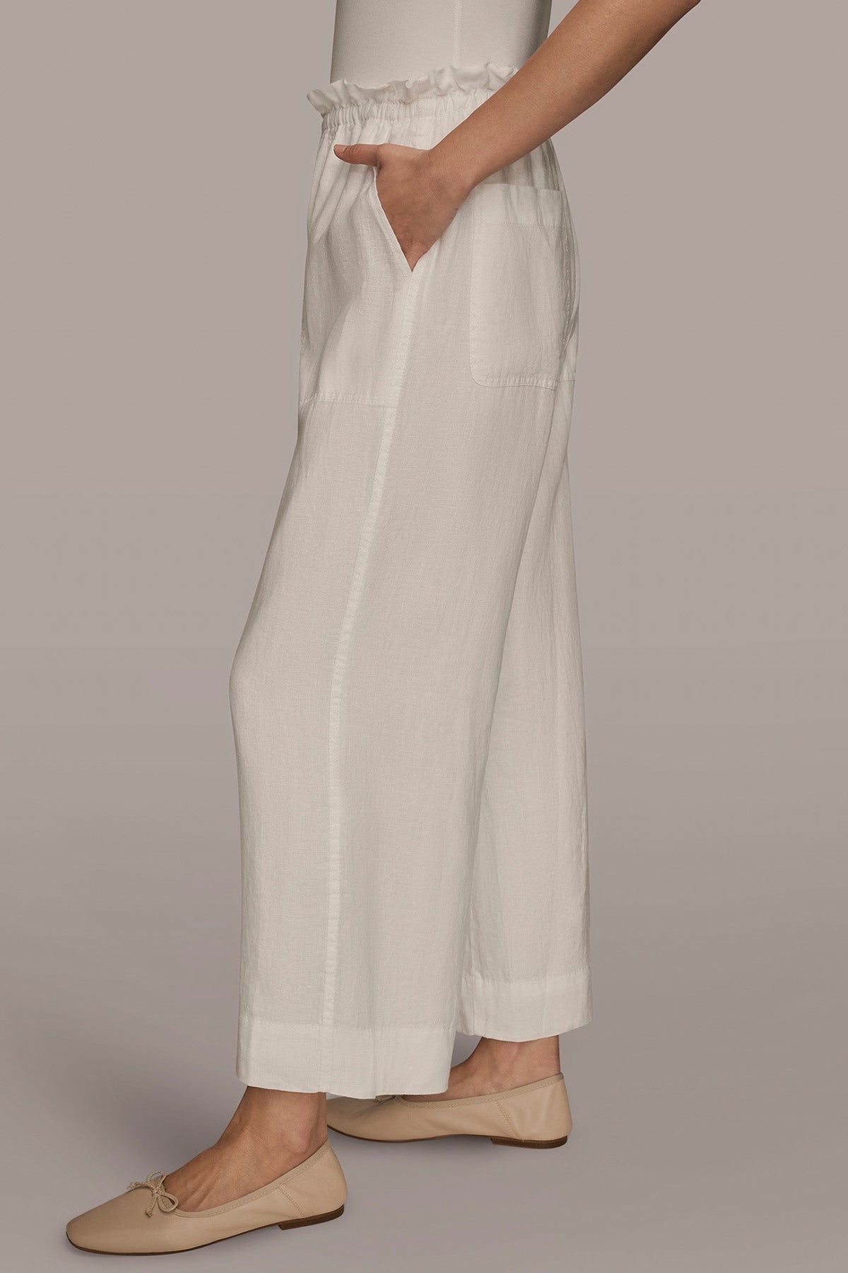 HIGH-RISE PAPERBAG PANT - CREAM