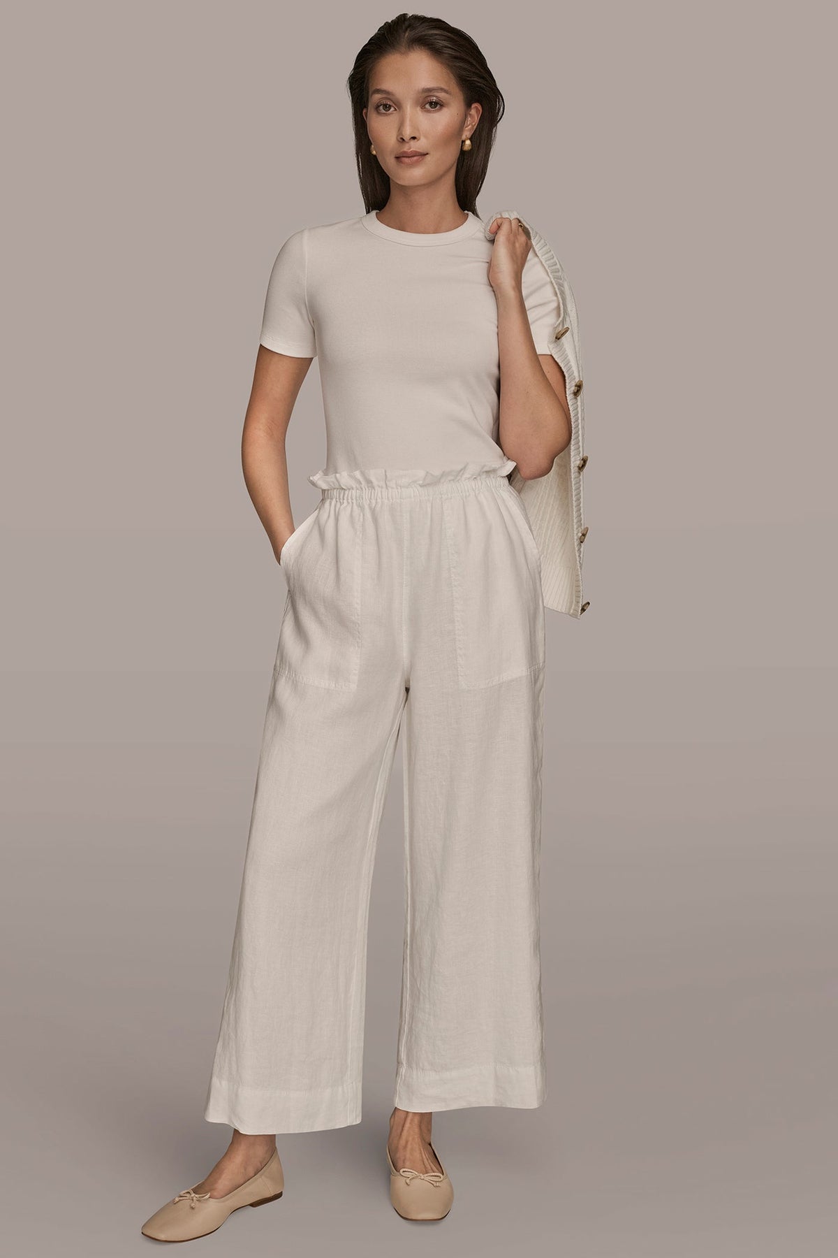 HIGH-RISE PAPERBAG PANT - CREAM
