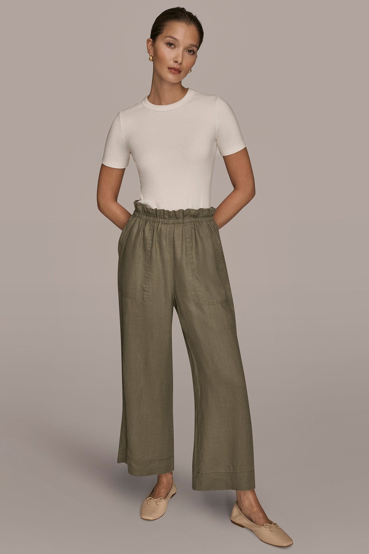 HIGH-RISE PAPERBAG PANT - KHAKI GREEN