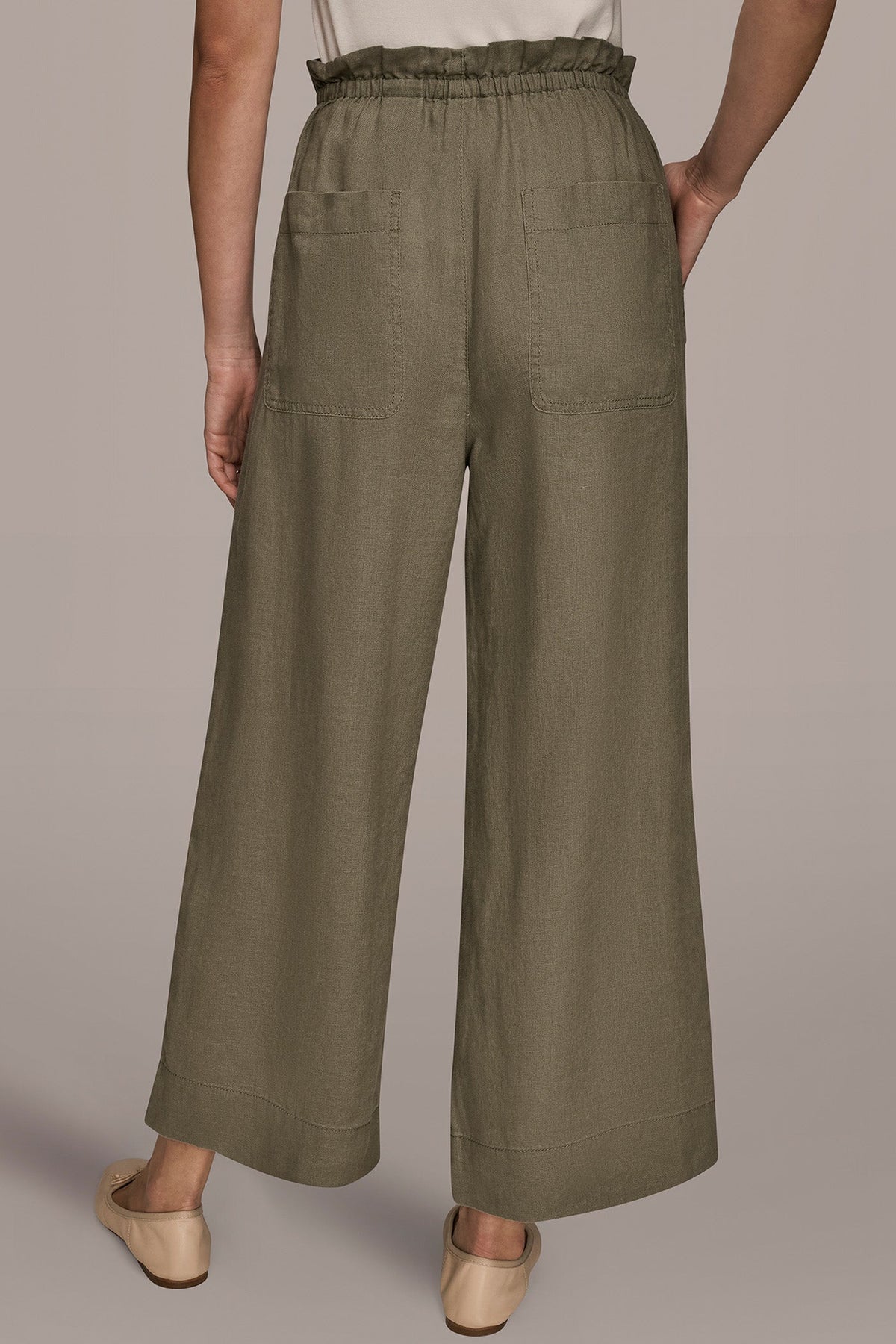 HIGH-RISE PAPERBAG PANT - KHAKI GREEN