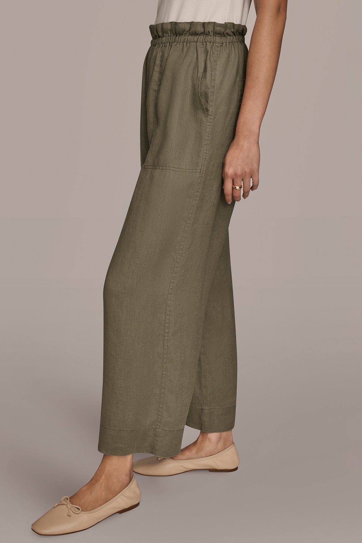 HIGH-RISE PAPERBAG PANT - KHAKI GREEN