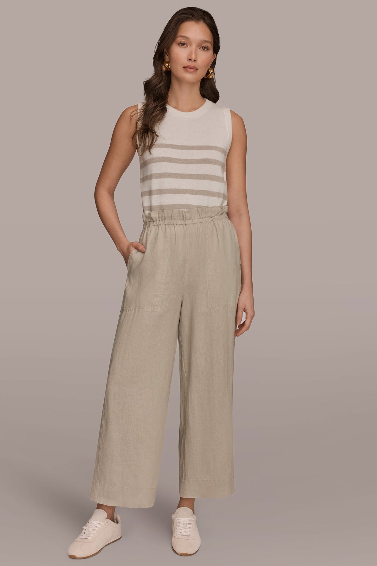 HIGH-RISE PAPERBAG PANT - Tuscan Grey