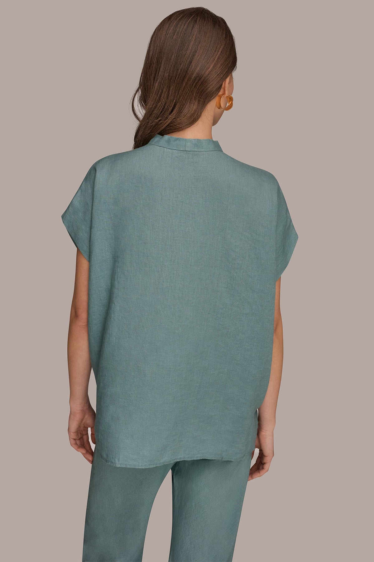 LINEN SLEEVELESS BLOUSE - Waterlily