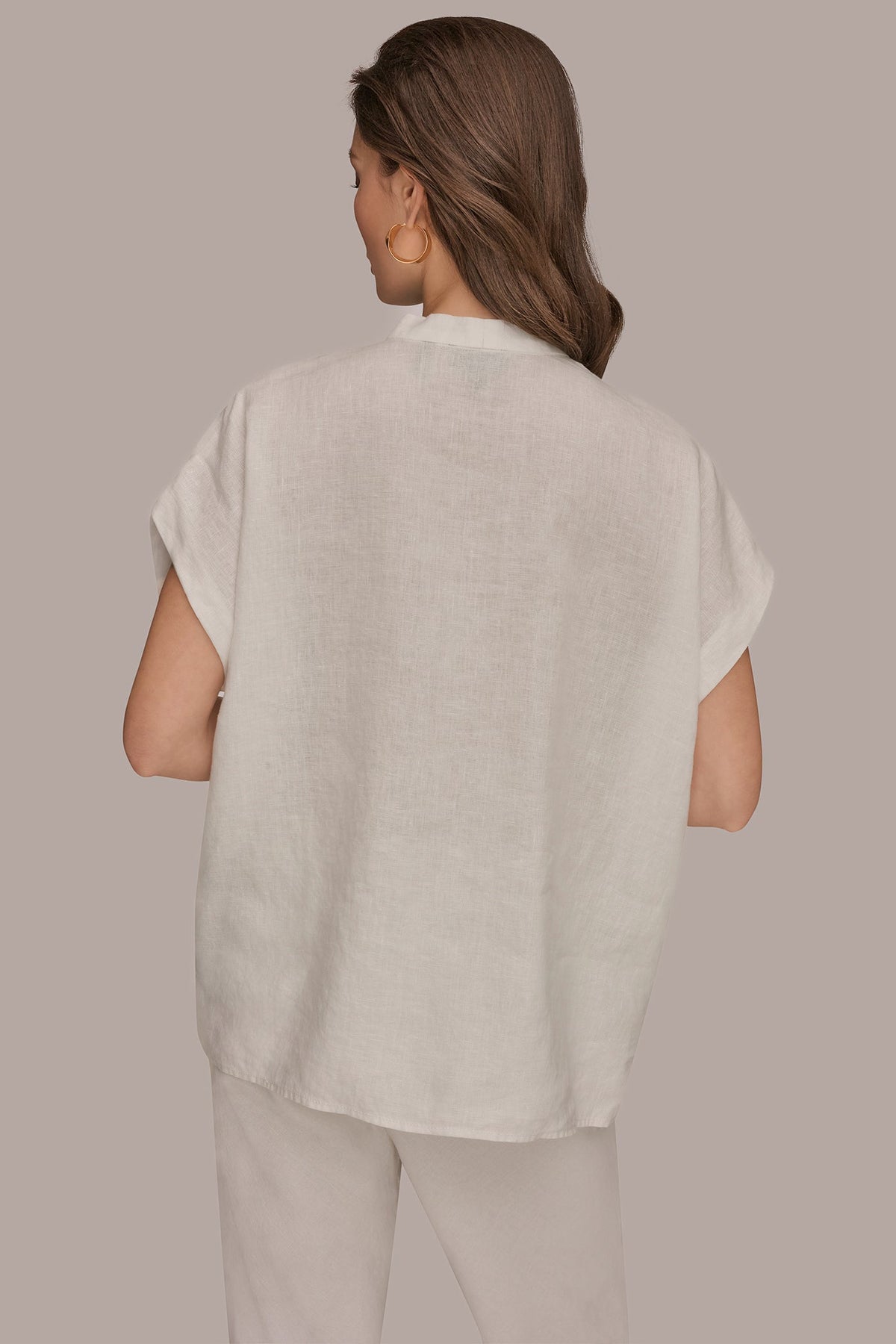 LINEN SLEEVELESS BLOUSE - Cream