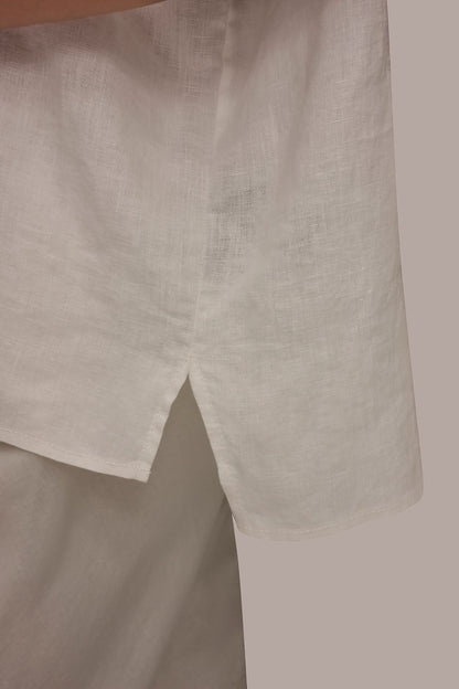 LINEN SLEEVELESS BLOUSE - Cream