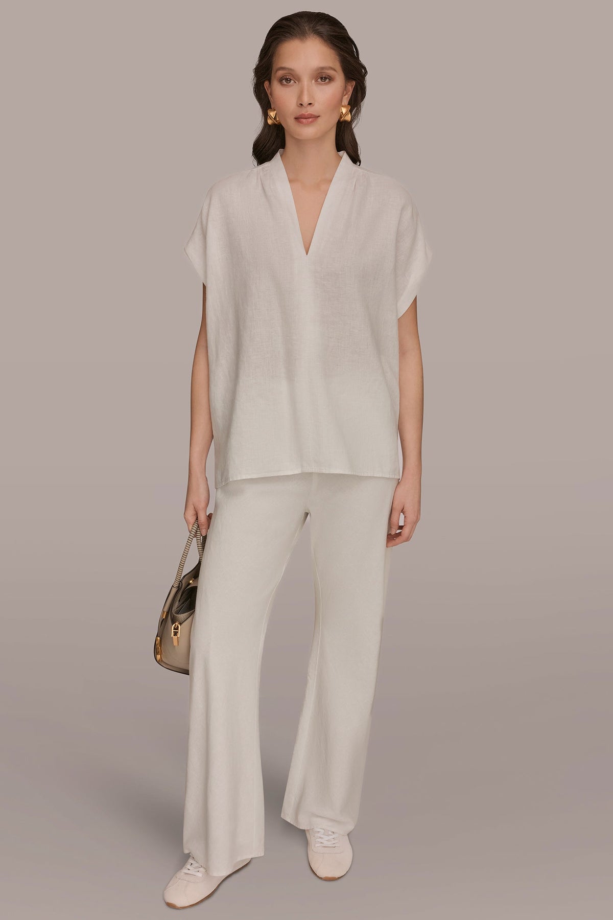 LINEN SLEEVELESS BLOUSE - Cream