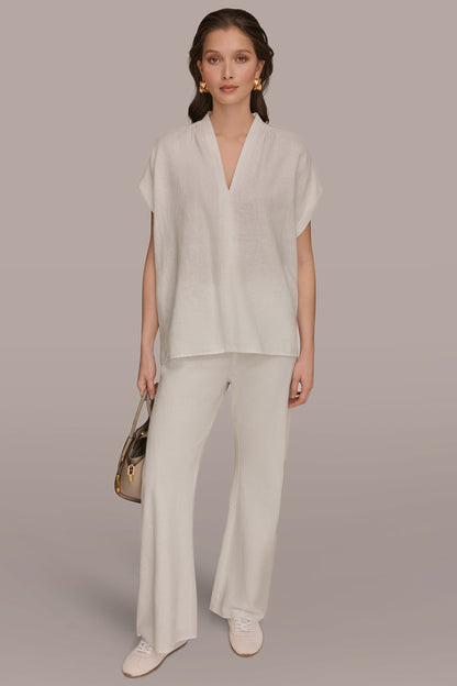 LINEN SLEEVELESS BLOUSE - Cream