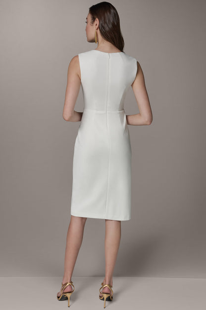 SLEEVELESS WRAP-EFFECT MIDI DRESS - Cream