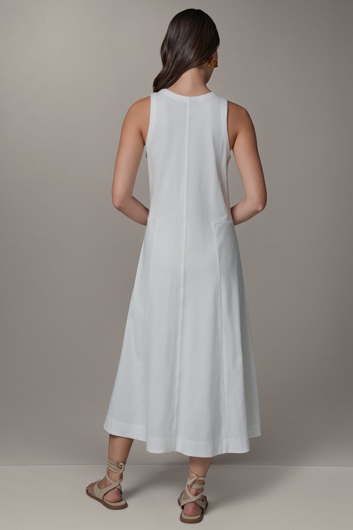 SLEEVELESS MIDI TRAPEZE DRESS - Cream