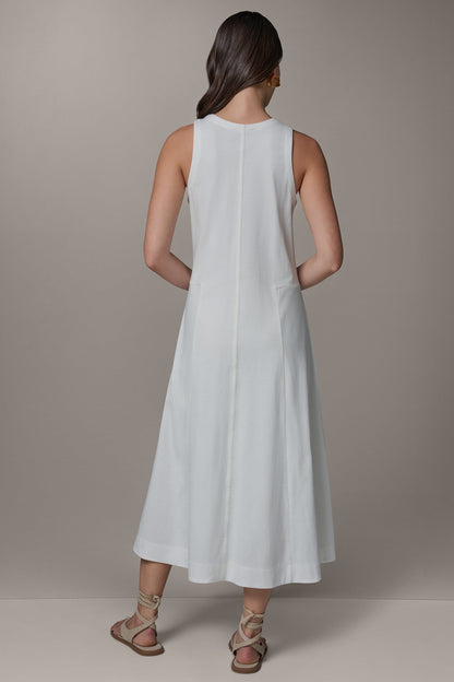 SLEEVELESS MIDI TRAPEZE DRESS - Cream