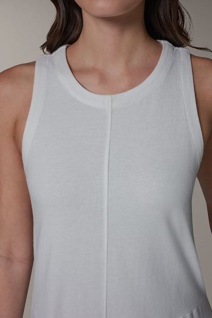 SLEEVELESS MIDI TRAPEZE DRESS - Cream