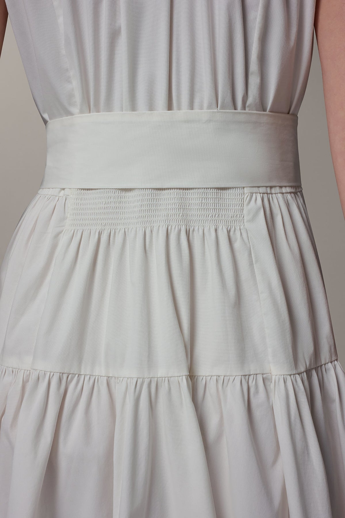 CAP SLEEVE MIDI SHIRT DRESS - Cream
