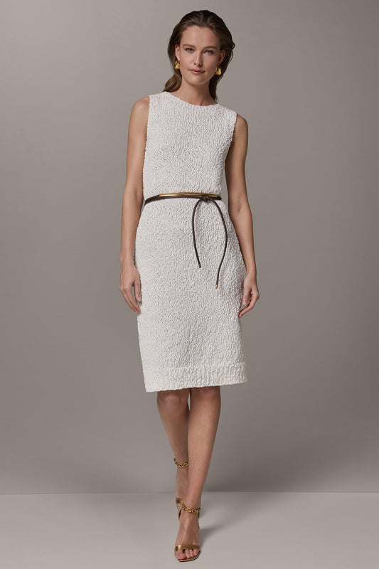 BOUCLE KNIT DRESS - Cream