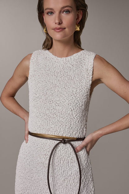 BOUCLE KNIT DRESS - Cream
