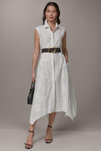 SLEEVELESS MIDI SHIRT DRESS - Cream