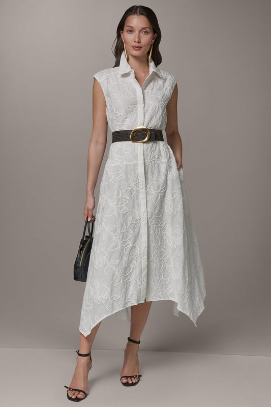 SLEEVELESS MIDI SHIRT DRESS - Cream