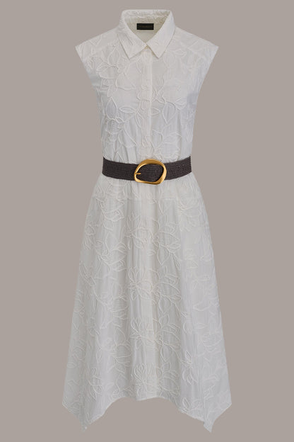 SLEEVELESS MIDI SHIRT DRESS - Cream
