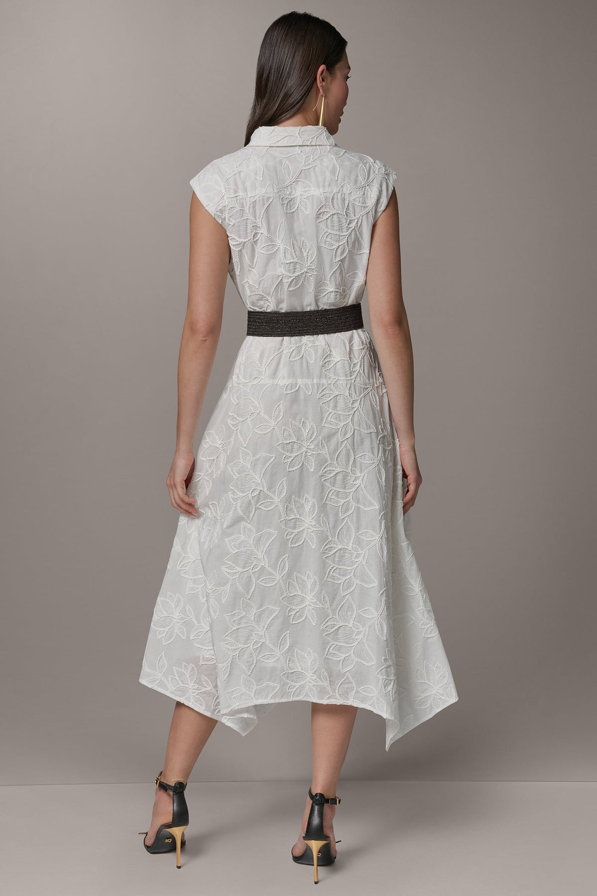 SLEEVELESS MIDI SHIRT DRESS - Cream