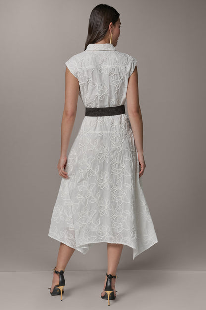 SLEEVELESS MIDI SHIRT DRESS - Cream