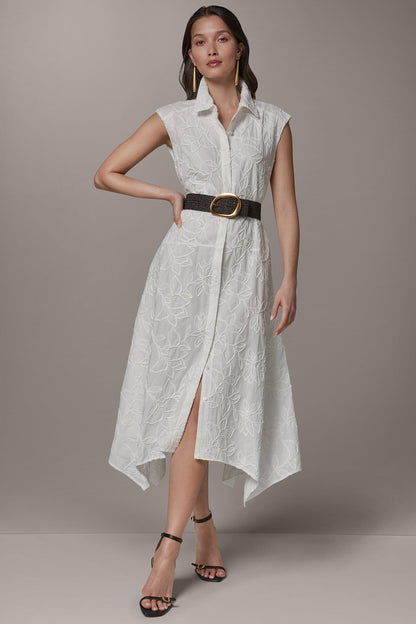 SLEEVELESS MIDI SHIRT DRESS - Cream
