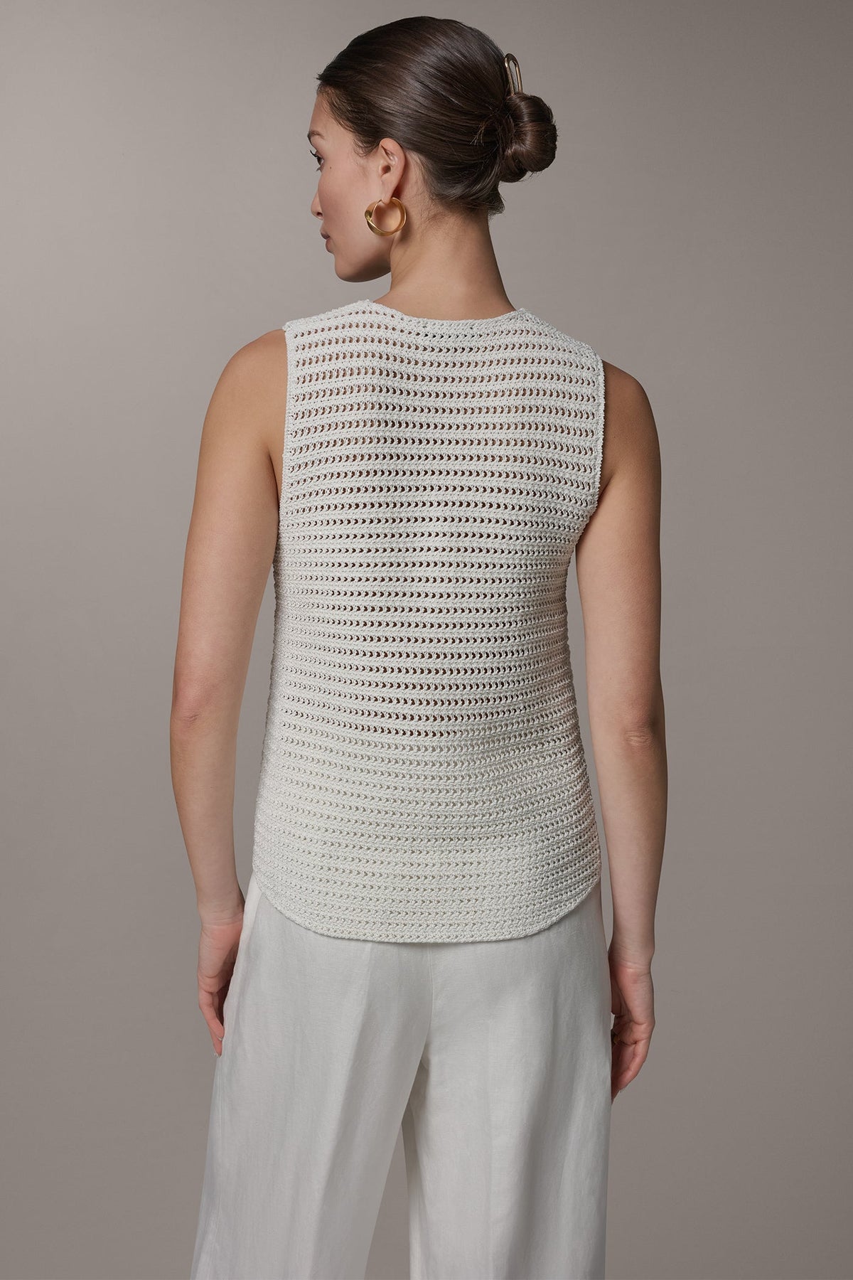 SLEEVELESS METALLIC SWEATER TANK - Cream