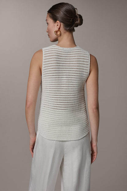 SLEEVELESS METALLIC SWEATER TANK - Cream