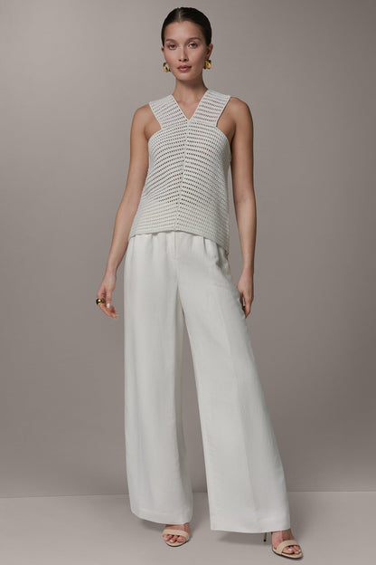 SLEEVELESS METALLIC SWEATER TANK - Cream