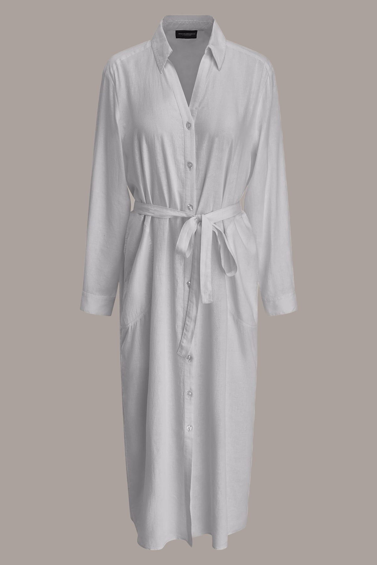 LONG SLEEVE MIDI SHIRT DRESS - Cream