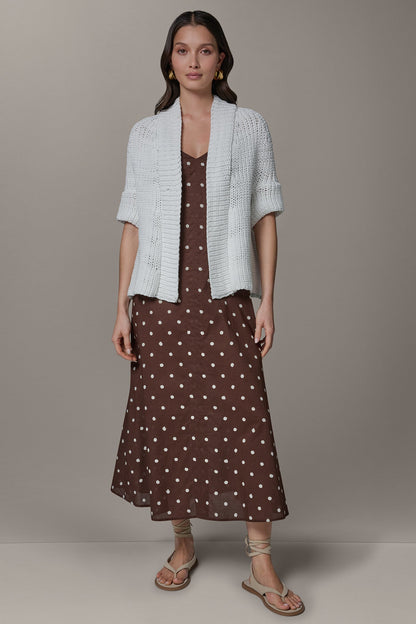 SHORT SLEEVE SWING CARDIGAN - Cream