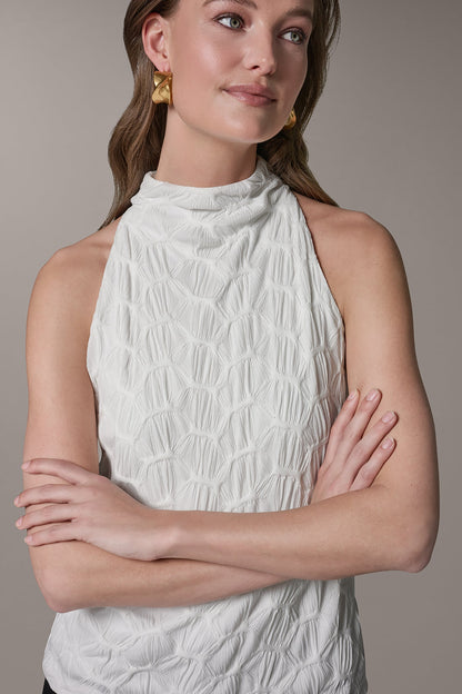 SLEEVELESS MOCK NECK BLOUSE - Cream