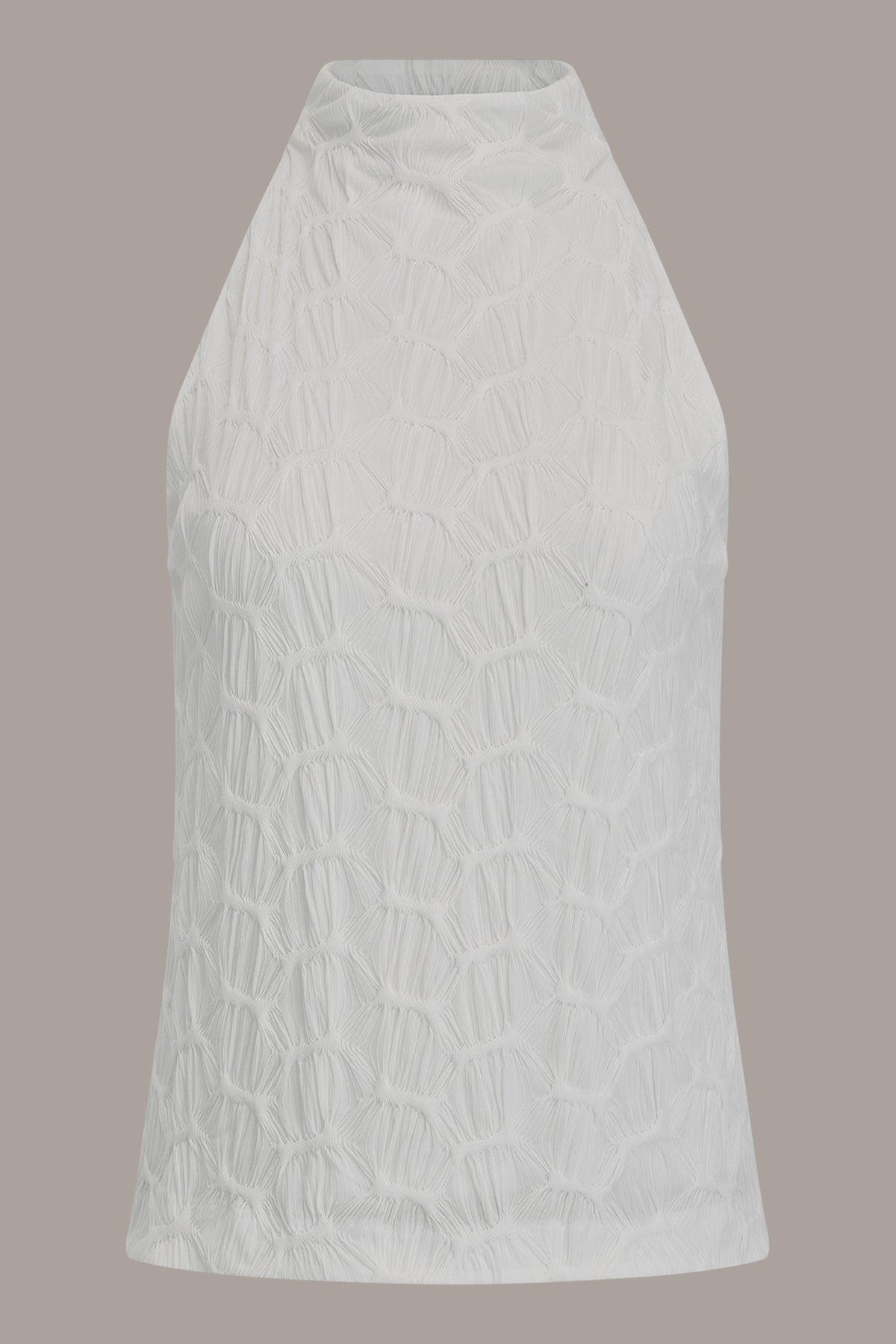 SLEEVELESS MOCK NECK BLOUSE - Cream