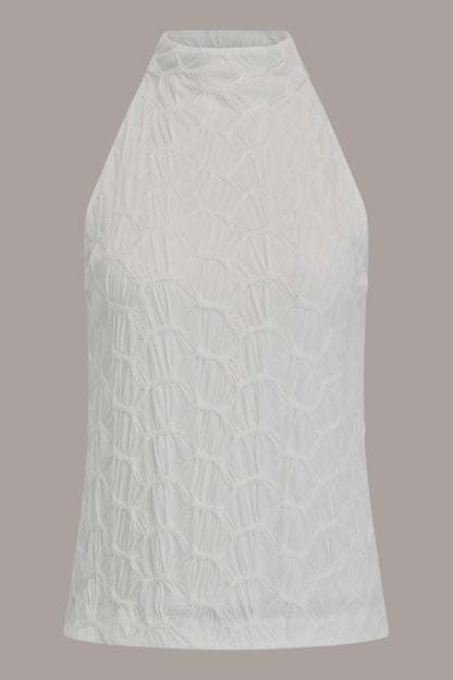 SLEEVELESS MOCK NECK BLOUSE - Cream