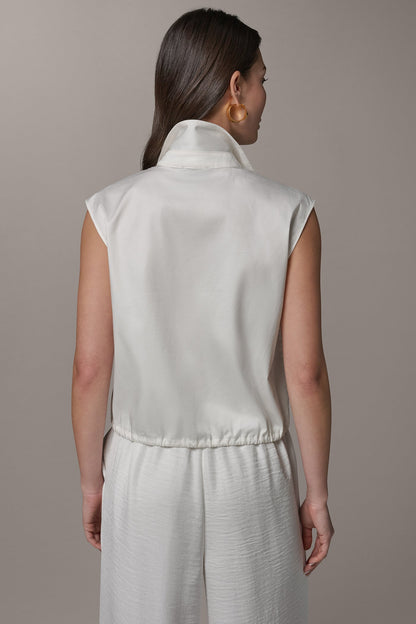 SLEEVELESS DRAWSTRING HEM BLOUSE - Cream