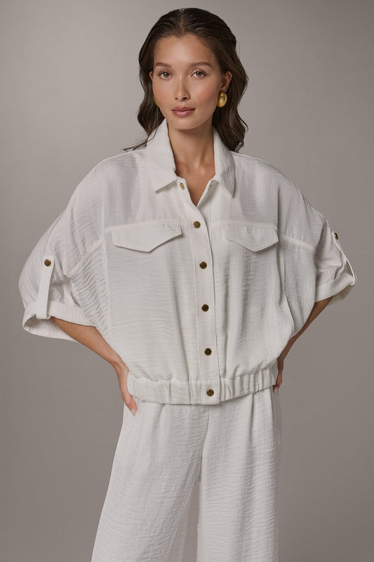 CINCHED HEM SHIRT - Cream