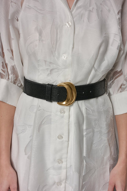 FLORAL-JACQUARD MIDI SHIRT DRESS - CREAM