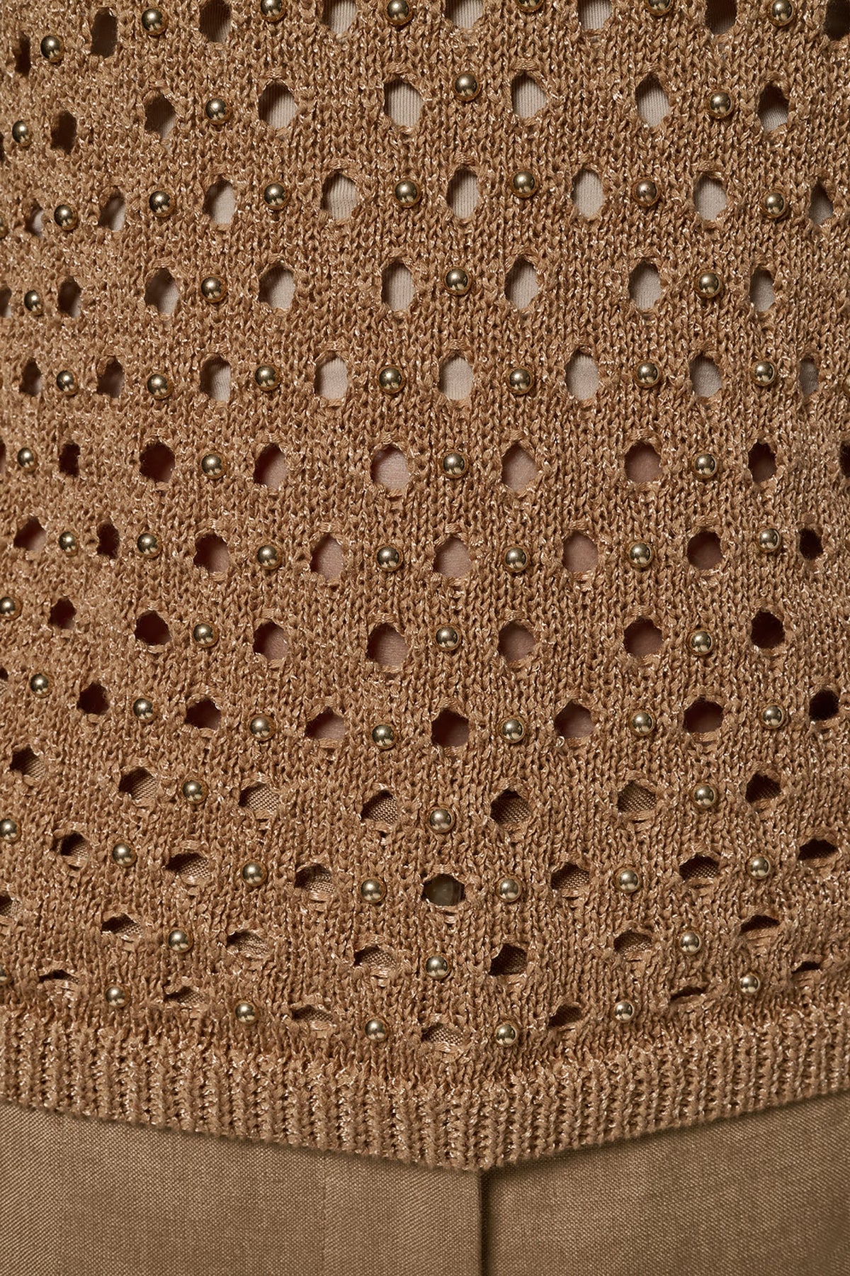 SLEEVELESS OPEN-STITCH HALTER SWEATER - Fawn