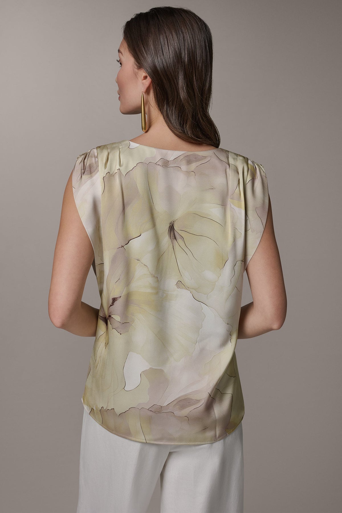 SLEEVELESS EXTENDED SHOULDER TOP - Citrus Green Combo