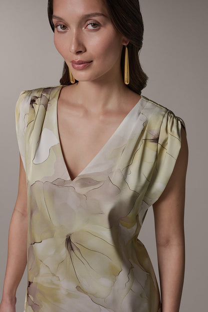 SLEEVELESS EXTENDED SHOULDER TOP - Citrus Green Combo